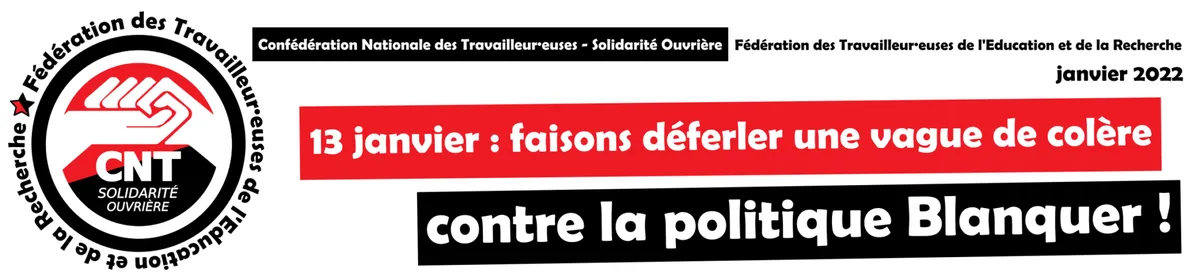 Dans l'éducation, tout-e-s en Grève le 13 janvier contre la politique Blanquer !