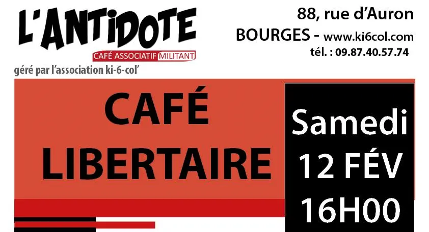 Café libertaire à L'Antidote le samedi 12 février 2022