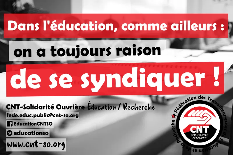 Présentation de la fédération CNT-SO Éducation / Recherche
