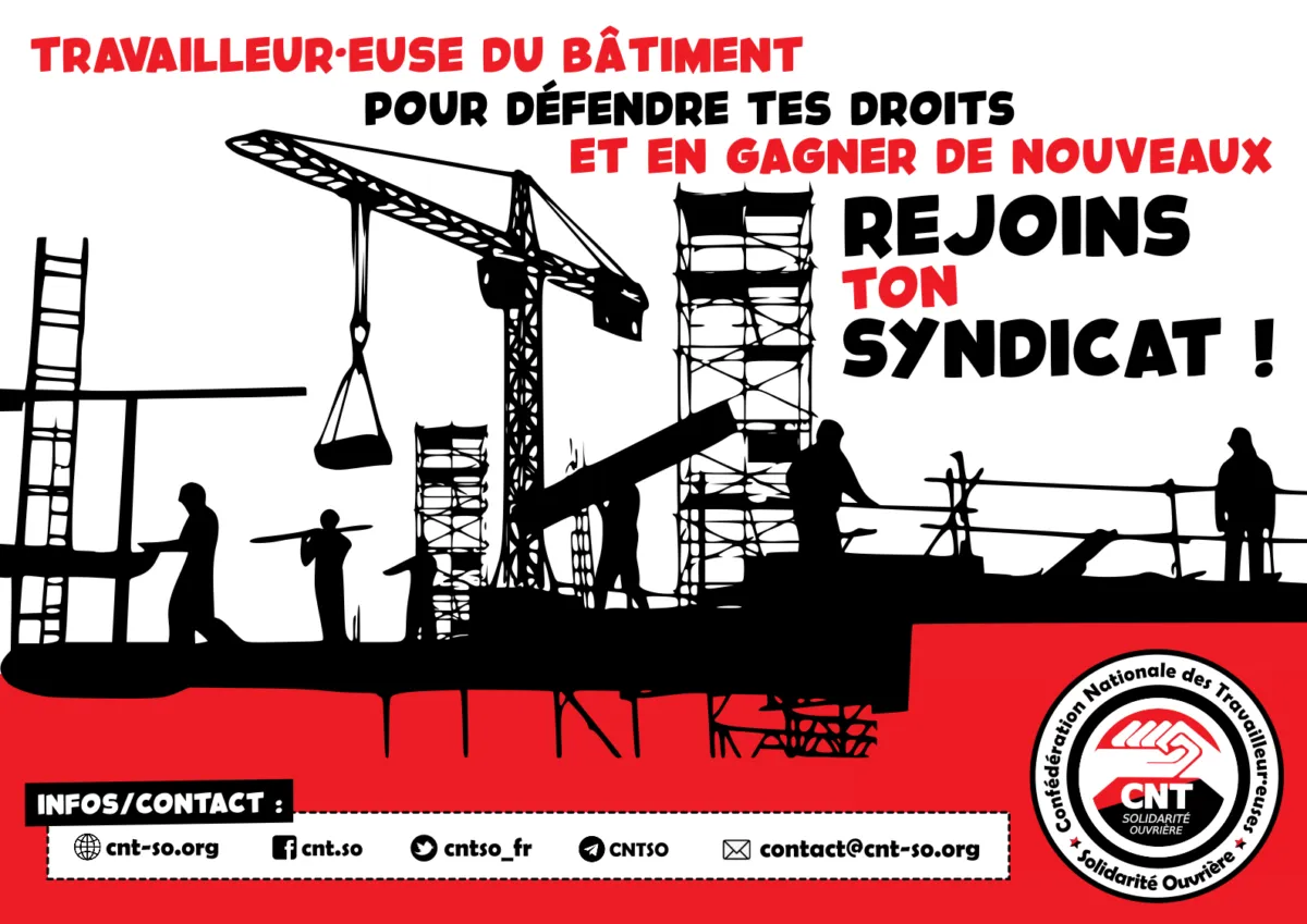 Travailleur et travailleuseuse du BTP : organise-toi, syndique-toi !