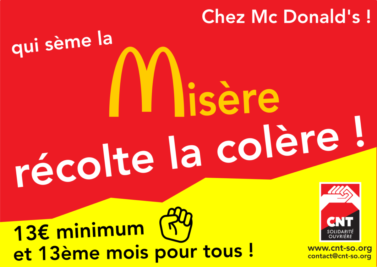 Communiqué de l’intersyndicale marseillaise McDonald’s
