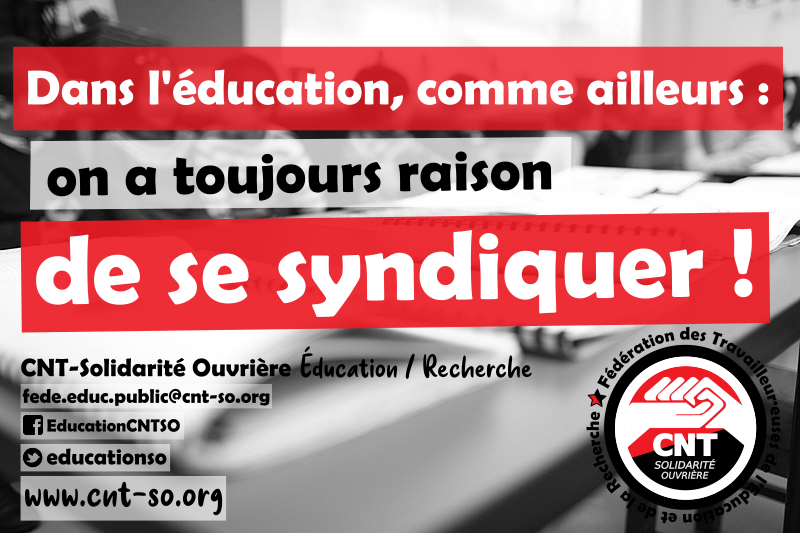 Présentation de la fédération CNT-SO Éducation / Recherche