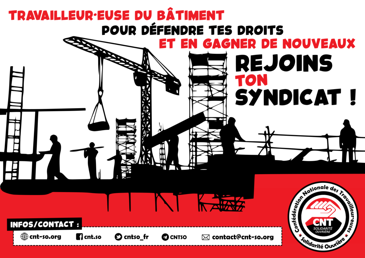 Travailleur et travailleuseuse du BTP : organise-toi, syndique-toi !